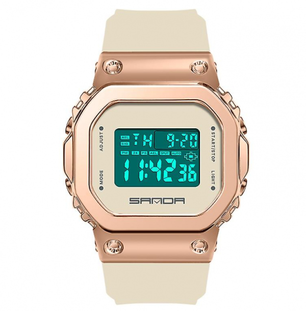 Jam digital dengan tali satin bermotif